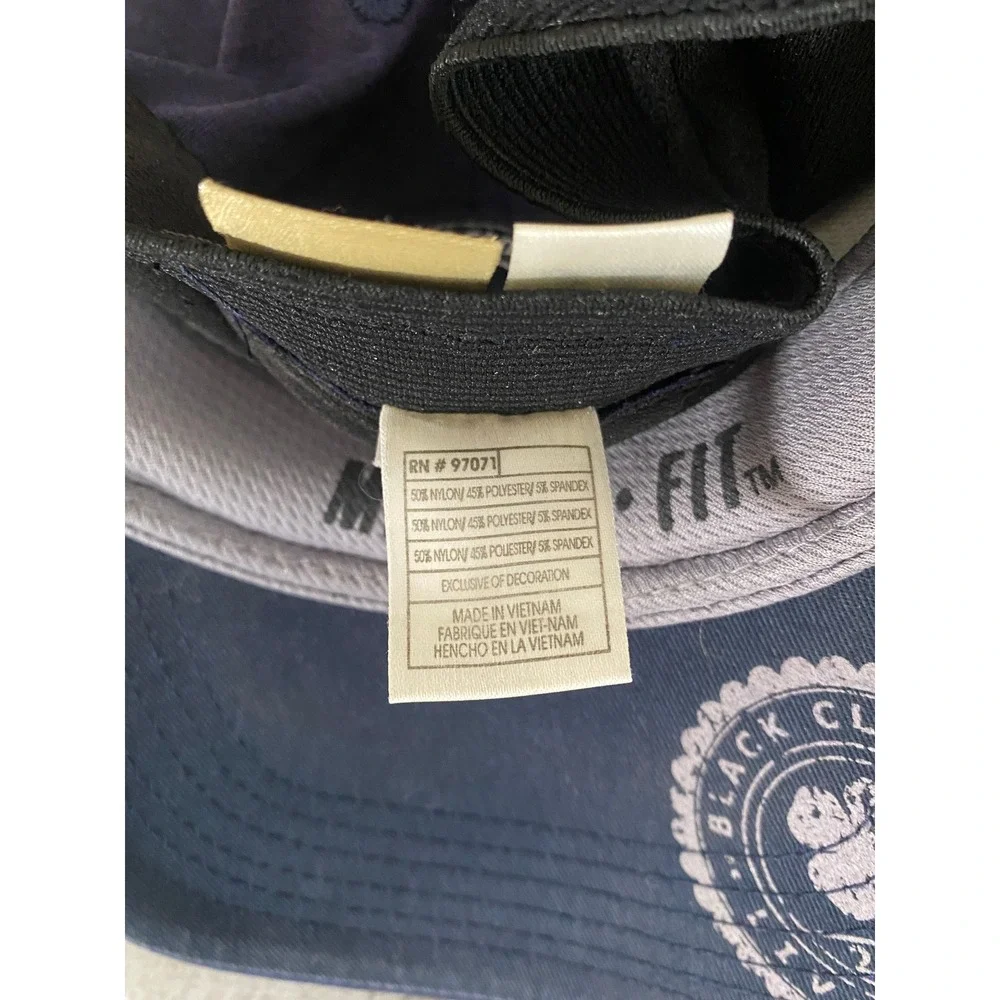 Black Clover Hat Mens S/M Navy Blue Memory Fit Live Lucky Clover Baseball Cap